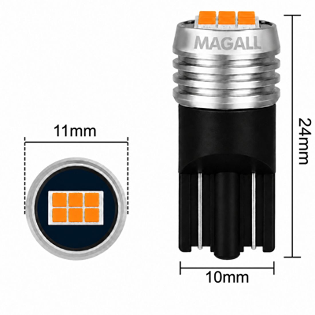 zarowki led wy5w t10 magall longlife pomaranczowe 300lm 12v
